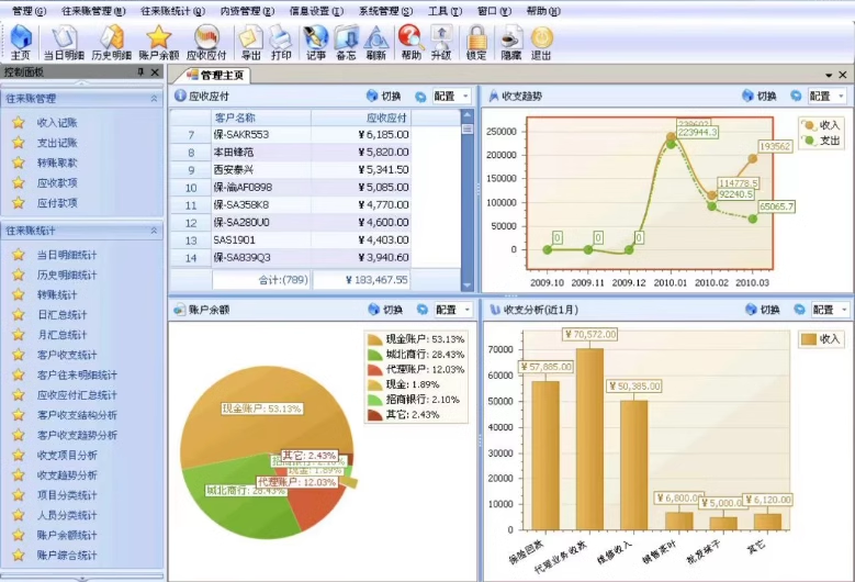 財務記賬軟件V4.32收入支出應收應付借款還款出納管理記賬通管理(图1)