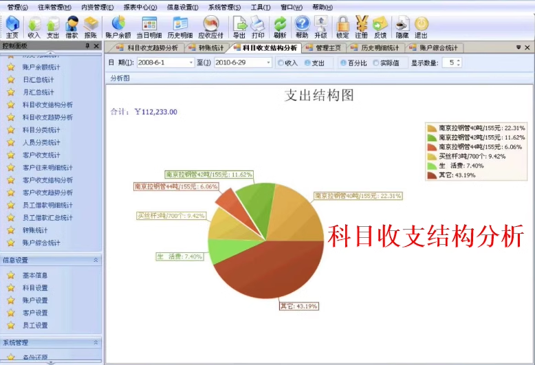 財務記賬軟件V4.32收入支出應收應付借款還款出納管理記賬通管理(图7)